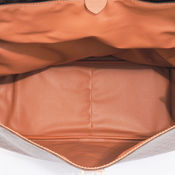 CELINE Old Boston Bag Brown PVC Leather Macadam - Picture 9 of 13